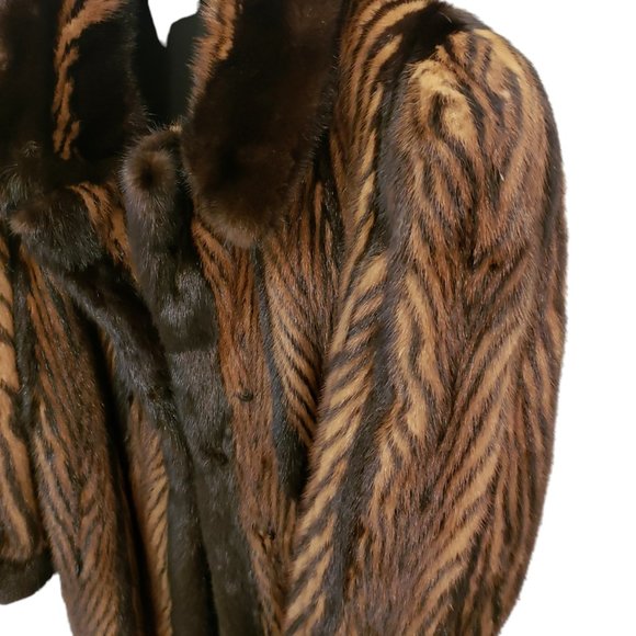 Luxurious Vintage Ranch Demi Two Tone Brown Mink Fur Long Coat Mint Condition - Picture 2 of 5